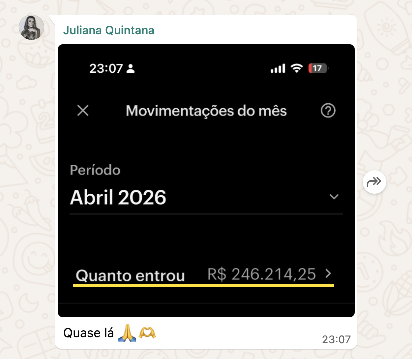 Print de mensagem de mentorada Reconecta