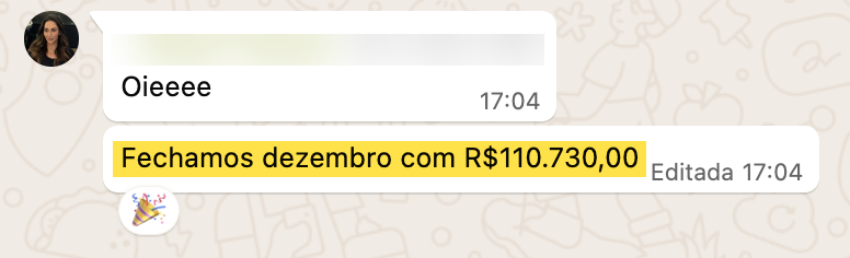 Print de mensagem de mentorada Reconecta