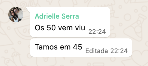 Print de mensagem de mentorada Reconecta
