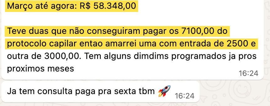 Print de mensagem de mentorada Reconecta